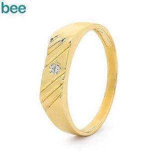 Bee Jewelry Herren Diamantring 9 Karat Gold Fingerring glänzend, Modell 23492